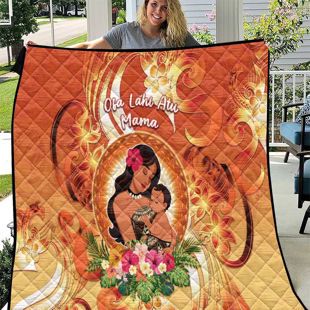 Tonga Mother's Day Quilt I Love You Mom DT04 Orange - Polynesian Pride