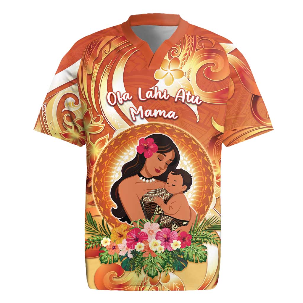 Personalised Tonga Mother's Day Rugby Jersey I Love You Mom DT04 Orange - Polynesian Pride