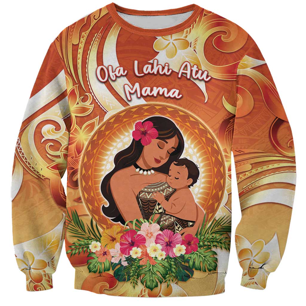 Personalised Tonga Mother's Day Sweatshirt I Love You Mom DT04 Unisex Orange - Polynesian Pride