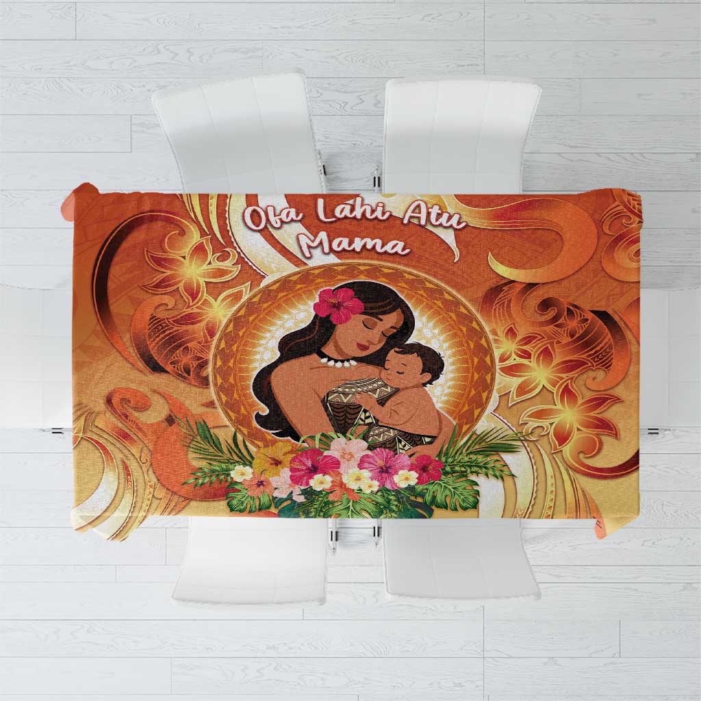 Tonga Mother's Day Tablecloth I Love You Mom DT04 Orange - Polynesian Pride