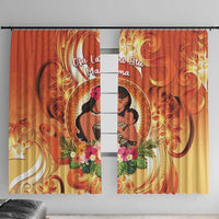 Tonga Mother's Day Window Curtain I Love You Mom DT04 With Hooks Orange - Polynesian Pride