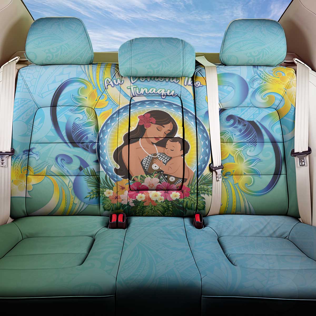Fiji Mother's Day Back Car Seat Cover I Love You Mom DT04 One Size Blue - Polynesian Pride