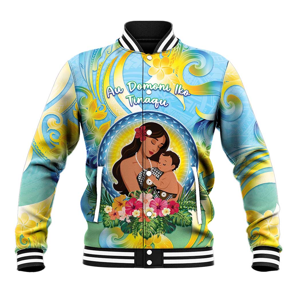 Personalised Fiji Mother's Day Baseball Jacket I Love You Mom DT04 Unisex Blue - Polynesian Pride