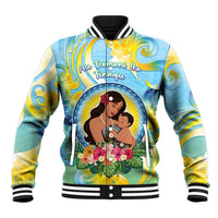 Personalised Fiji Mother's Day Baseball Jacket I Love You Mom DT04 Unisex Blue - Polynesian Pride