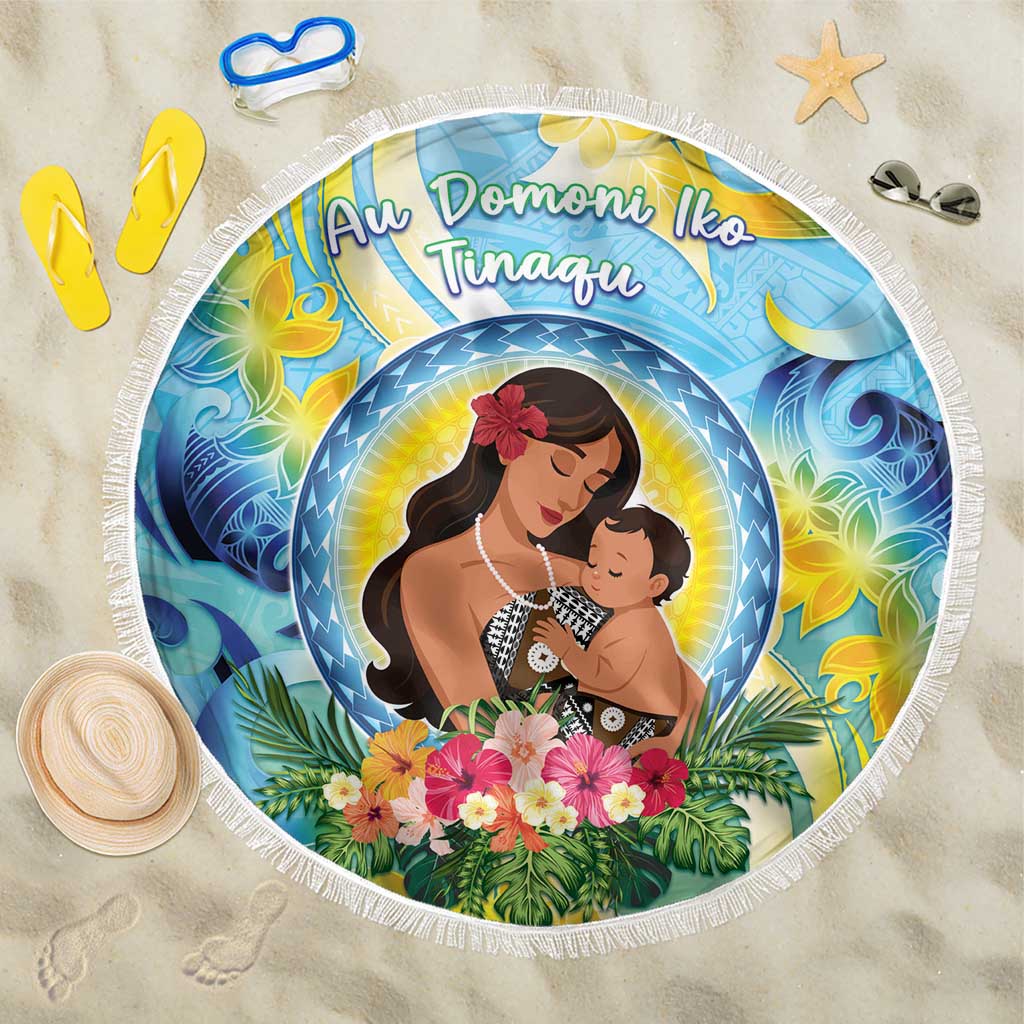 Fiji Mother's Day Beach Blanket I Love You Mom DT04 One Size 150cm Blue - Polynesian Pride
