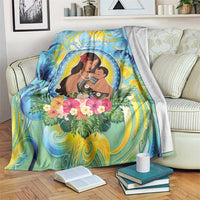 Fiji Mother's Day Blanket I Love You Mom DT04 Blue - Polynesian Pride