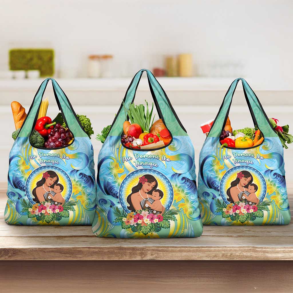 Fiji Mother's Day Grocery Bag I Love You Mom DT04 3-pack One Size Blue - Polynesian Pride