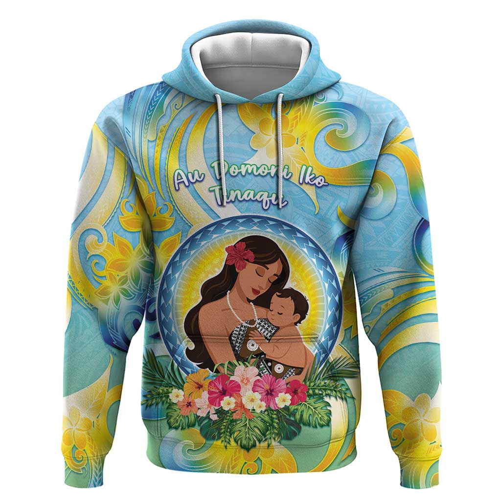 Personalised Fiji Mother's Day Hoodie I Love You Mom DT04 Pullover Hoodie Blue - Polynesian Pride
