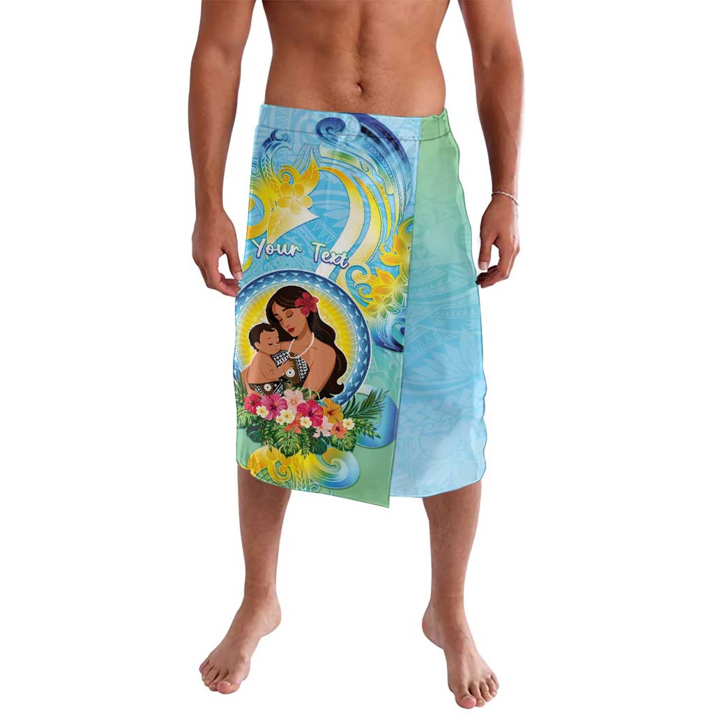 Personalised Fiji Mother's Day Lavalava I Love You Mom DT04 Blue - Polynesian Pride