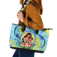 Fiji Mother's Day Leather Tote Bag I Love You Mom DT04 Blue - Polynesian Pride