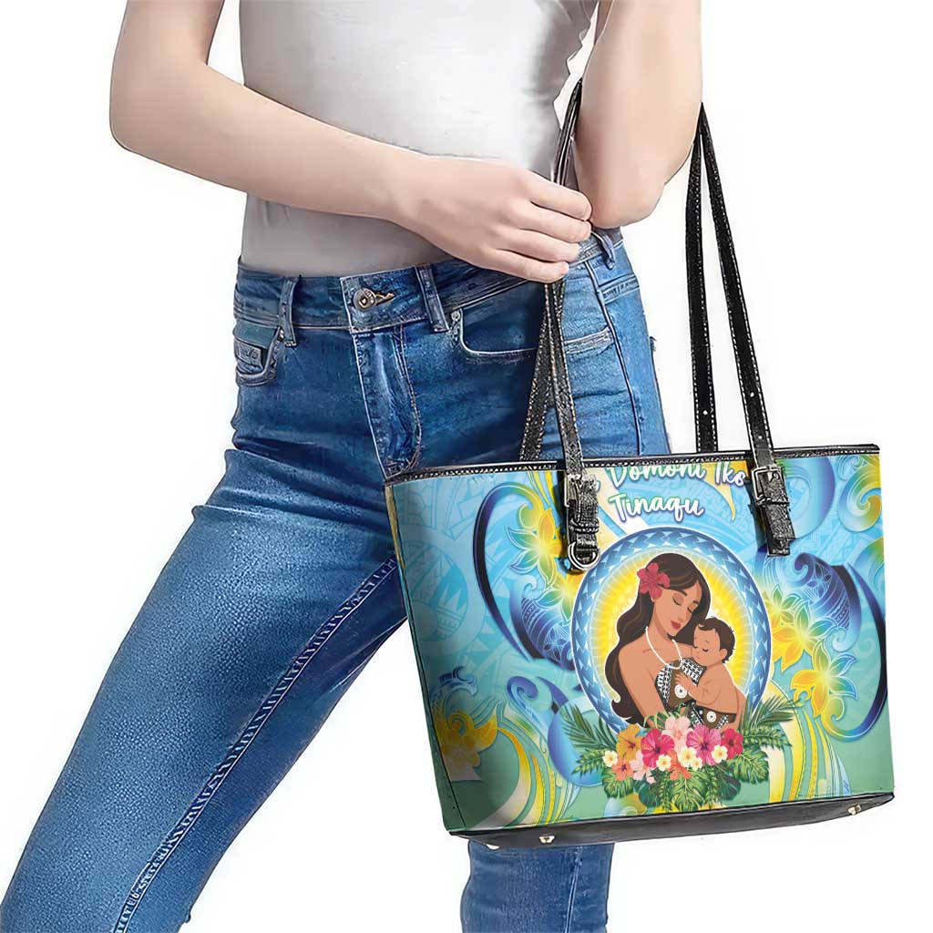 Fiji Mother's Day Leather Tote Bag I Love You Mom DT04 - Polynesian Pride