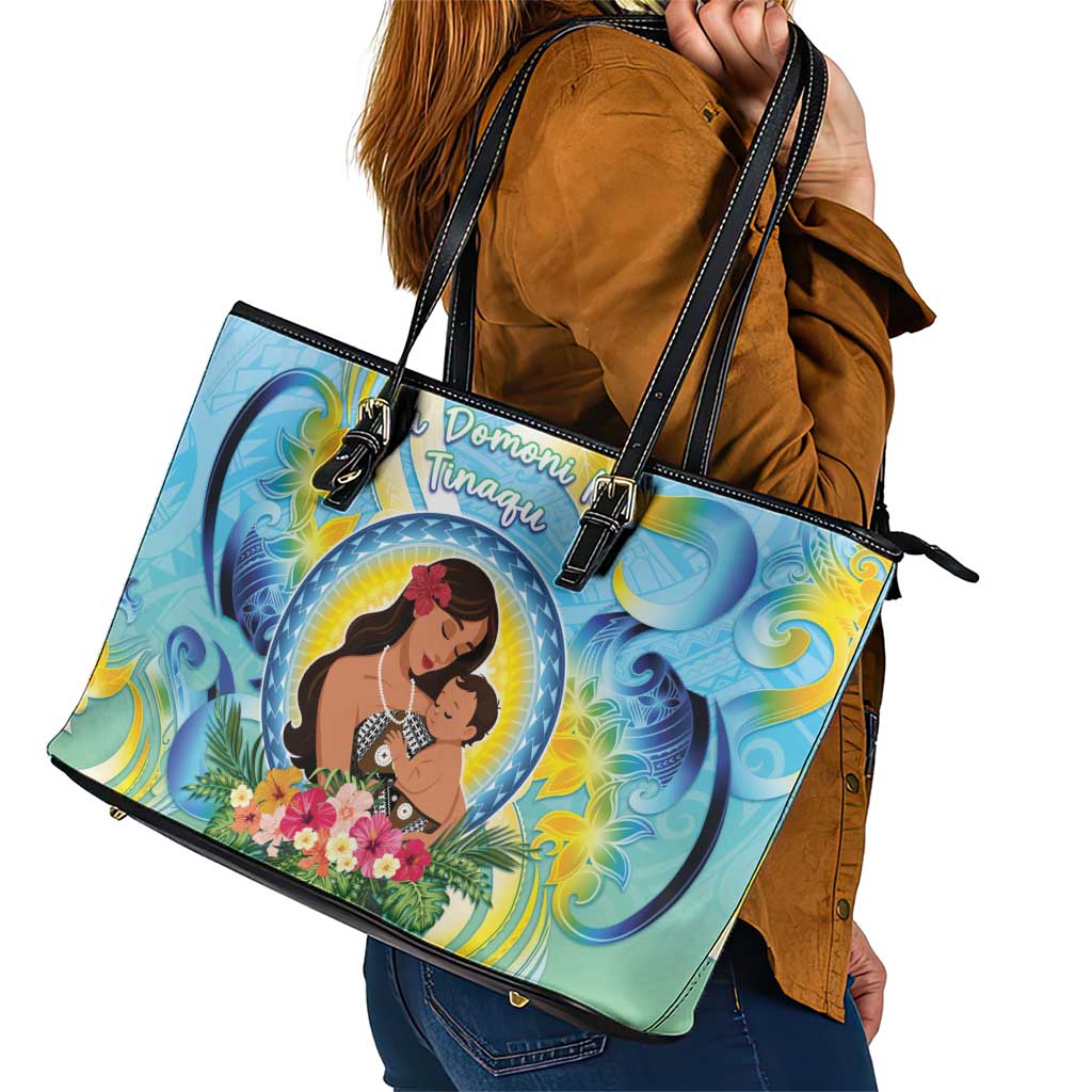 Fiji Mother's Day Leather Tote Bag I Love You Mom DT04 - Polynesian Pride