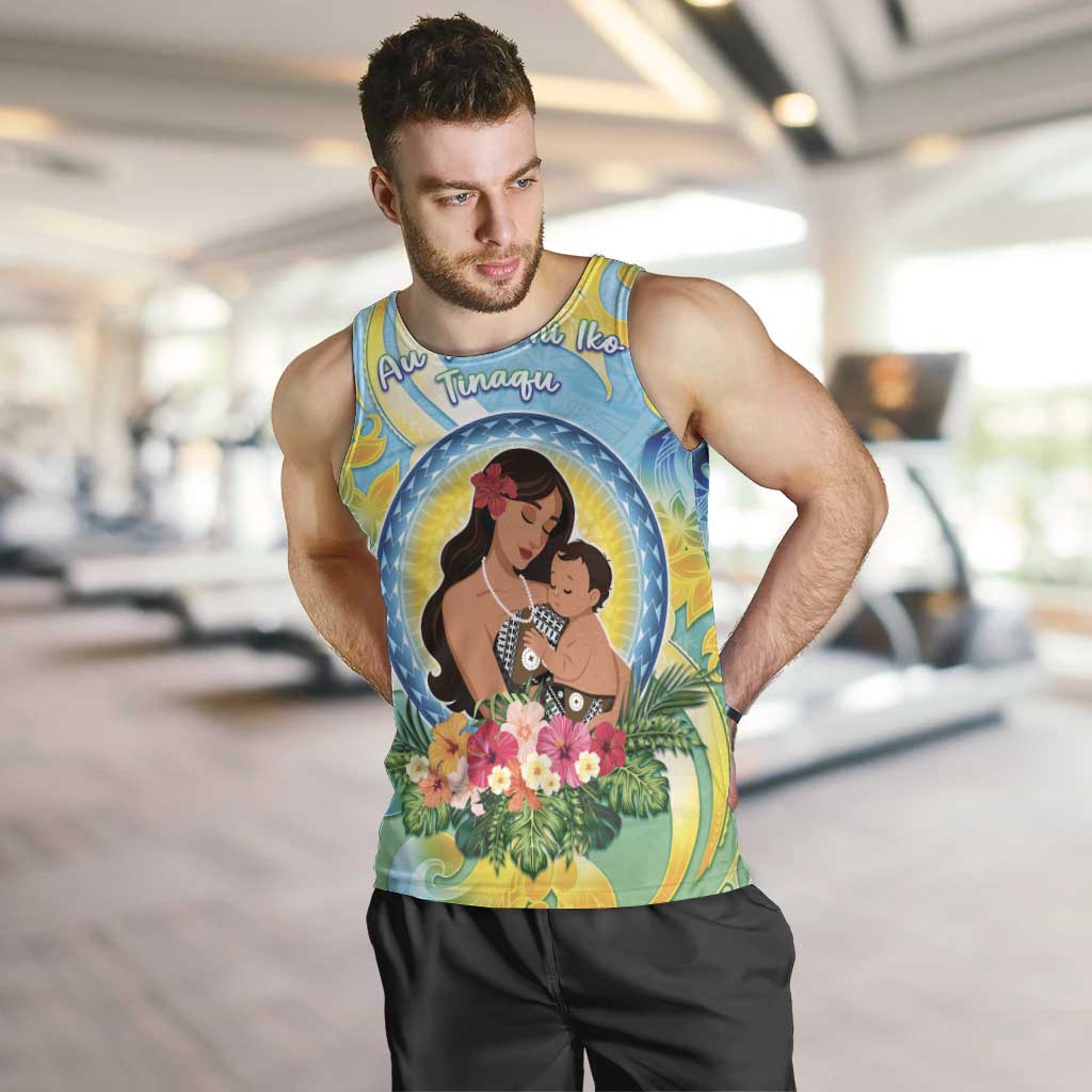 Personalised Fiji Mother's Day Men Tank Top I Love You Mom DT04 Blue - Polynesian Pride