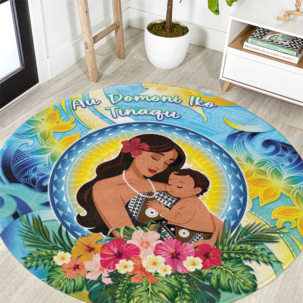 Fiji Mother's Day Round Carpet I Love You Mom DT04 Blue - Polynesian Pride
