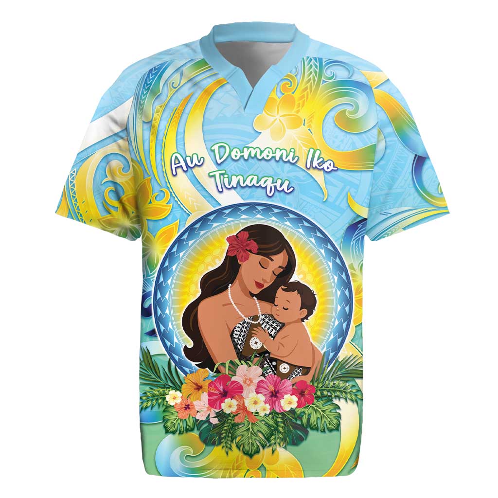 Personalised Fiji Mother's Day Rugby Jersey I Love You Mom DT04 Blue - Polynesian Pride