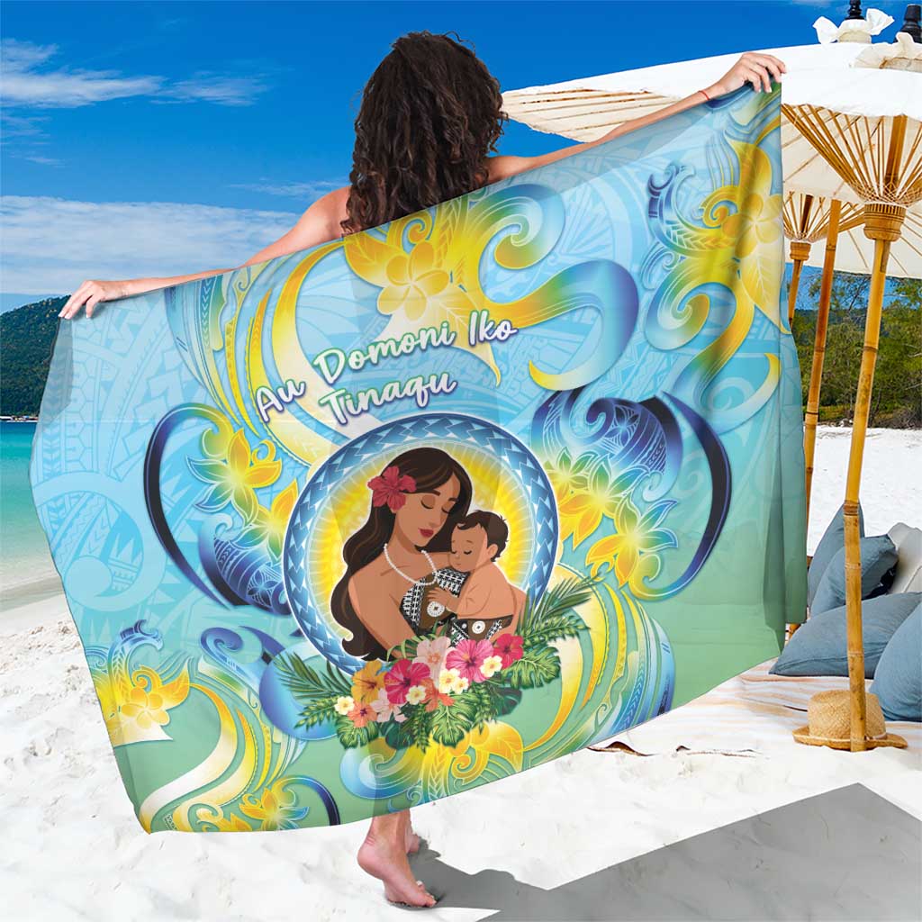 Fiji Mother's Day Sarong I Love You Mom DT04 One Size 44 x 66 inches Blue - Polynesian Pride