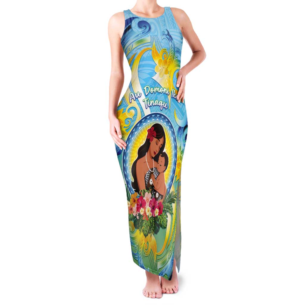 Personalised Fiji Mother's Day Tank Maxi Dress I Love You Mom DT04 Women Blue - Polynesian Pride