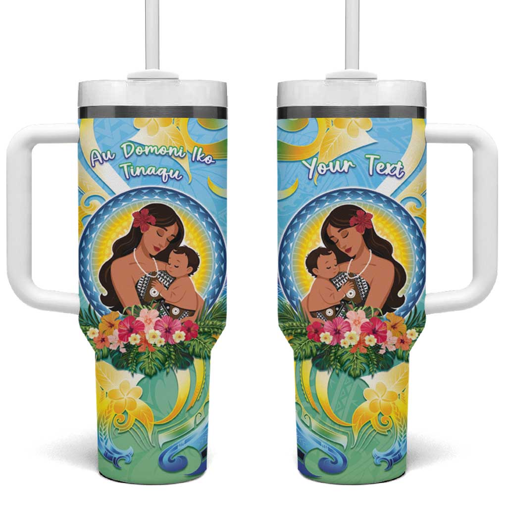 Personalised Fiji Mother's Day Tumbler With Handle I Love You Mom DT04 One Size: 40 oz Blue - Polynesian Pride