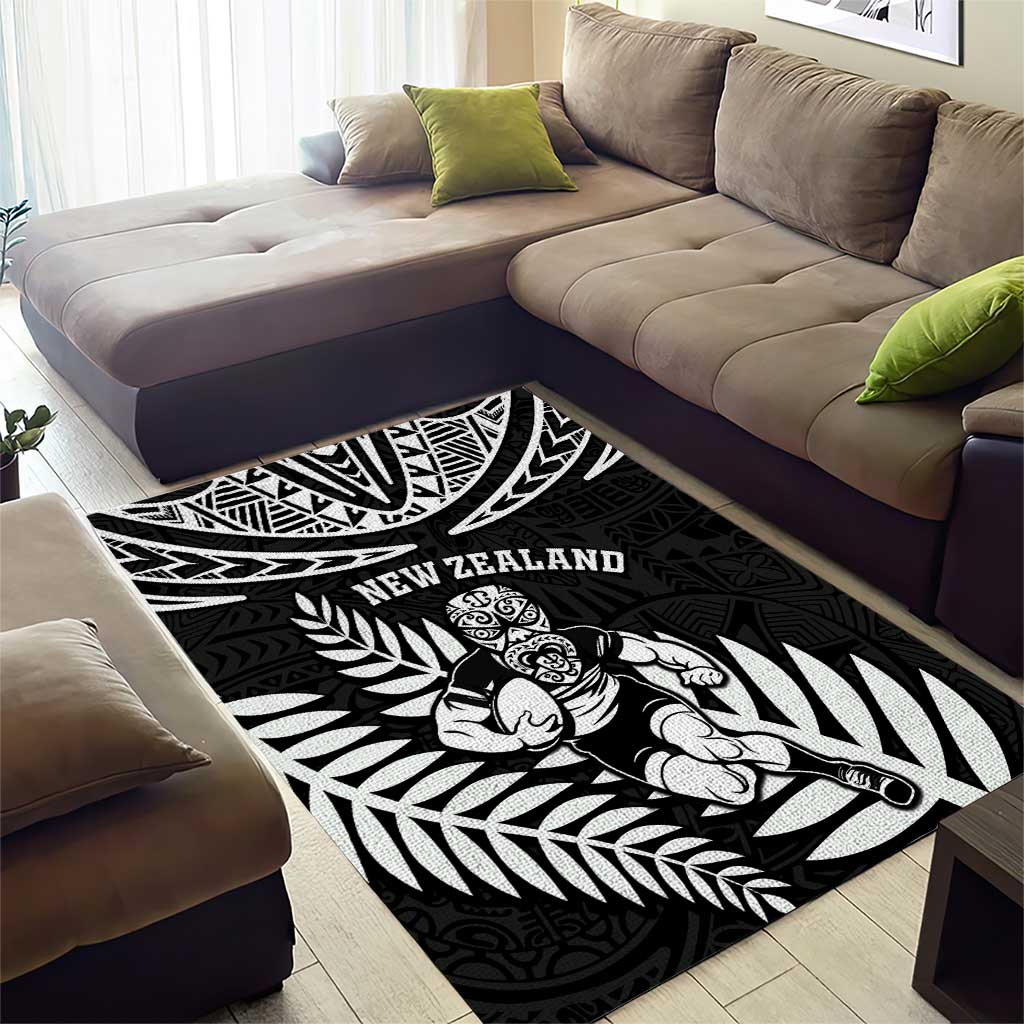 New Zealand Rugby Area Rug Silver Fern Maori Pattern DT04 - Polynesian Pride