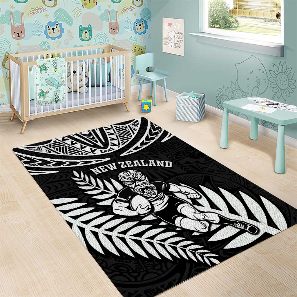 New Zealand Rugby Area Rug Silver Fern Maori Pattern DT04 - Polynesian Pride