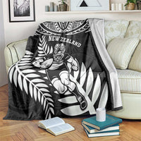 New Zealand Rugby Blanket Silver Fern Maori Pattern DT04 Black - Polynesian Pride