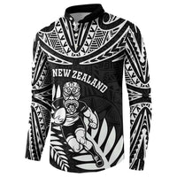 Custom New Zealand Rugby Button Sweatshirt Silver Fern Maori Pattern DT04 - Polynesian Pride