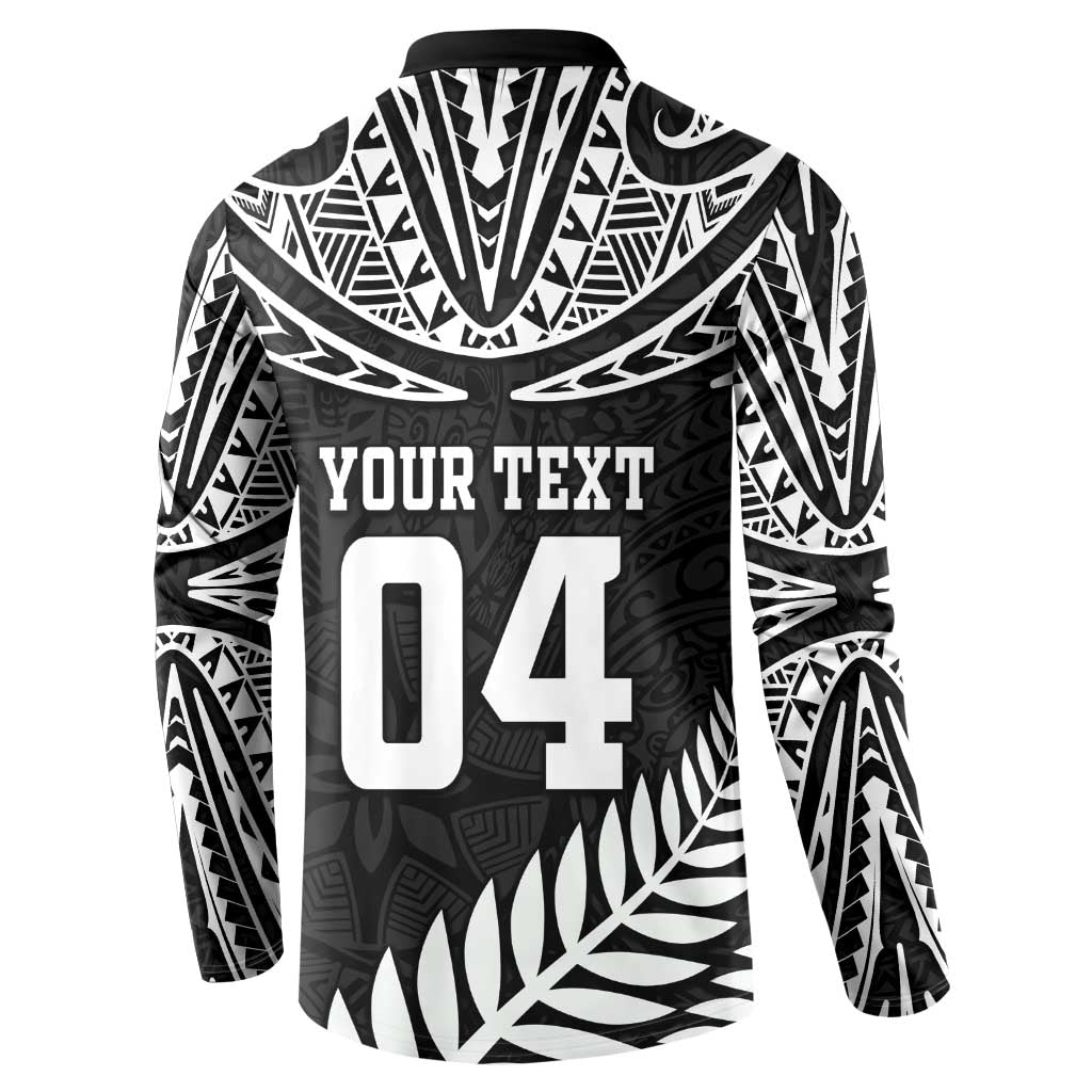 Custom New Zealand Rugby Button Sweatshirt Silver Fern Maori Pattern DT04 - Polynesian Pride