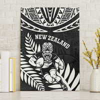 New Zealand Rugby Canvas Wall Art Silver Fern Maori Pattern DT04 Without Frame Black - Polynesian Pride