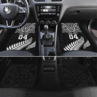 New Zealand Rugby Car Mats Silver Fern Maori Pattern DT04 Set 4pcs Black - Polynesian Pride