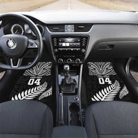 New Zealand Rugby Car Mats Silver Fern Maori Pattern DT04 Set 2pcs - Front Black - Polynesian Pride