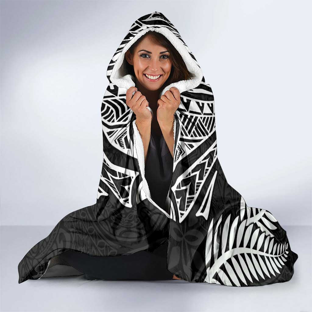 New Zealand Rugby Hooded Blanket Silver Fern Maori Pattern DT04 - Polynesian Pride