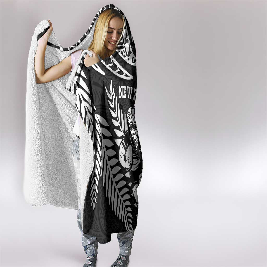 New Zealand Rugby Hooded Blanket Silver Fern Maori Pattern DT04 - Polynesian Pride