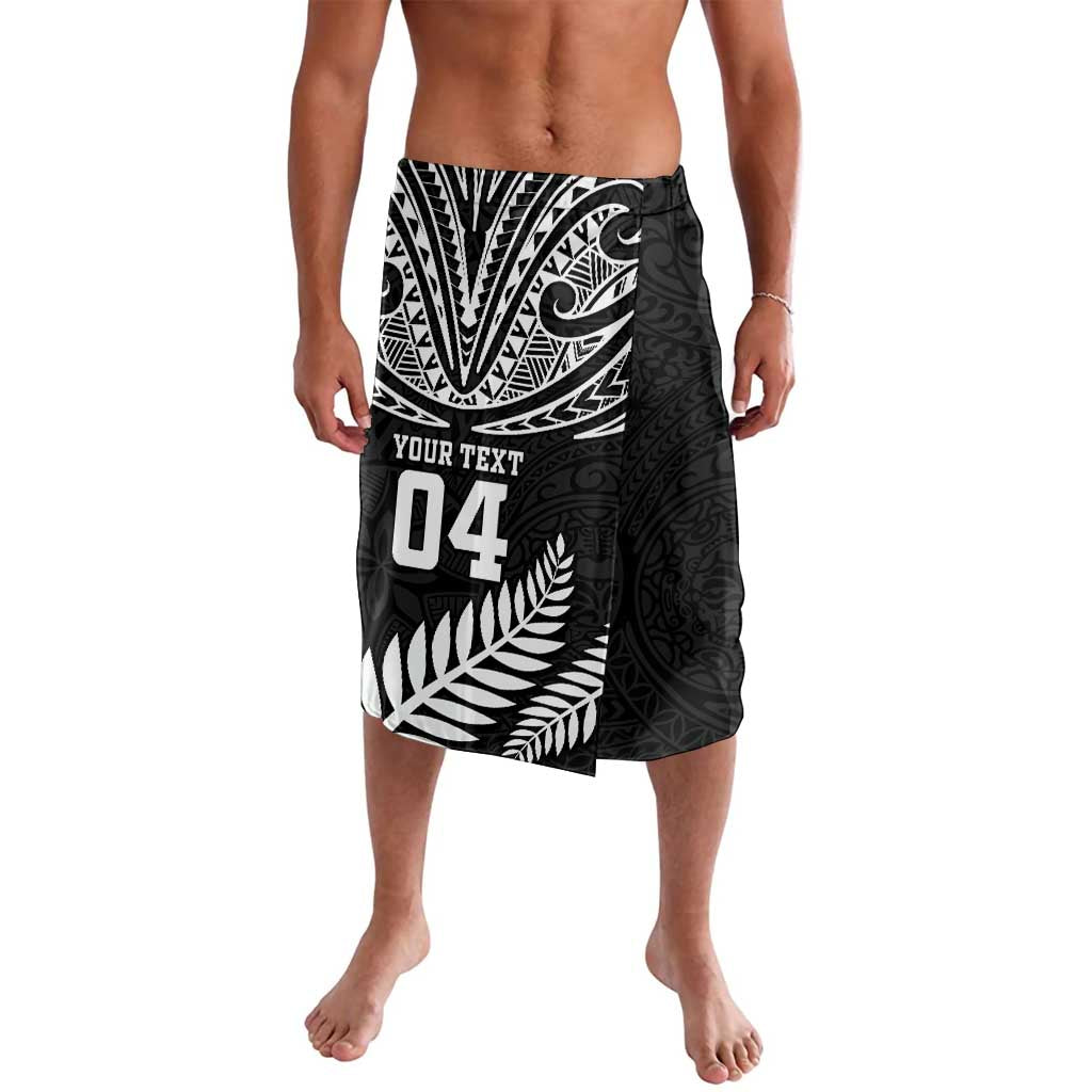 Custom New Zealand Rugby Lavalava Silver Fern Maori Pattern DT04 Black - Polynesian Pride