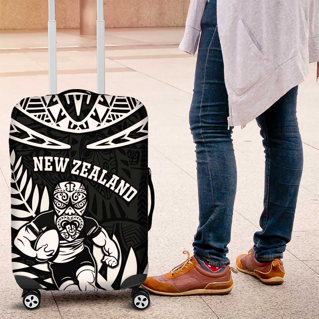 New Zealand Rugby Luggage Cover Silver Fern Maori Pattern DT04 Black - Polynesian Pride
