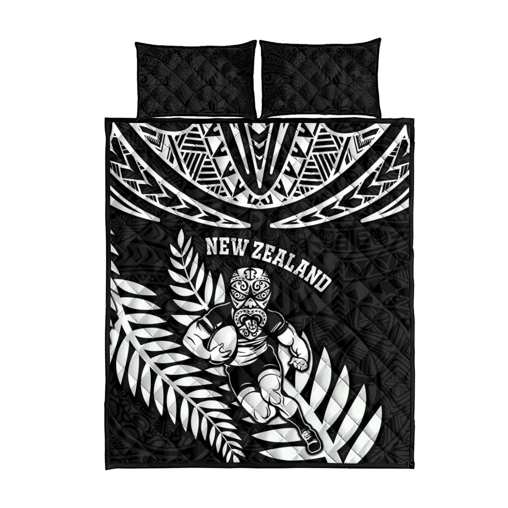 New Zealand Rugby Quilt Bed Set Silver Fern Maori Pattern DT04 - Polynesian Pride