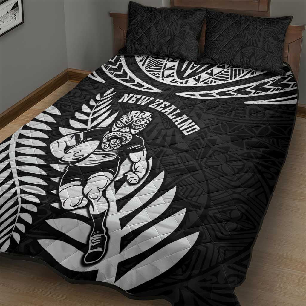 New Zealand Rugby Quilt Bed Set Silver Fern Maori Pattern DT04 - Polynesian Pride