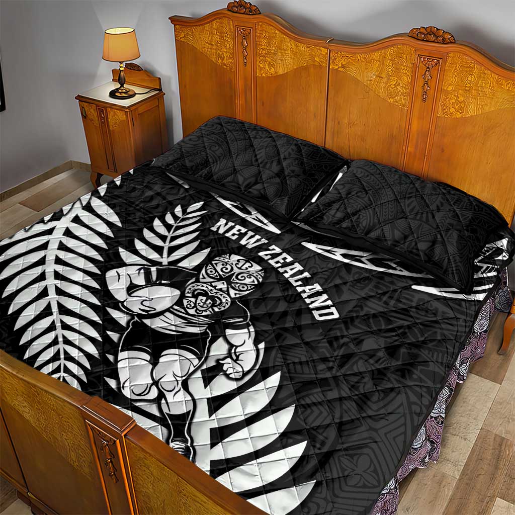 New Zealand Rugby Quilt Bed Set Silver Fern Maori Pattern DT04 - Polynesian Pride
