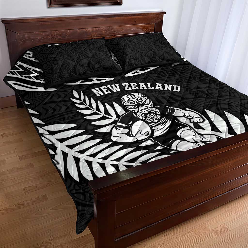 New Zealand Rugby Quilt Bed Set Silver Fern Maori Pattern DT04 - Polynesian Pride