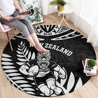 New Zealand Rugby Round Carpet Silver Fern Maori Pattern DT04 - Polynesian Pride