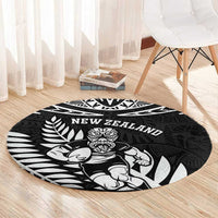 New Zealand Rugby Round Carpet Silver Fern Maori Pattern DT04 - Polynesian Pride