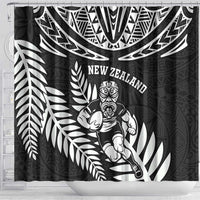 New Zealand Rugby Shower Curtain Silver Fern Maori Pattern DT04 - Polynesian Pride