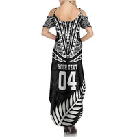 Custom New Zealand Rugby Summer Maxi Dress Silver Fern Maori Pattern DT04 - Polynesian Pride