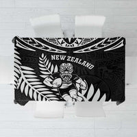 New Zealand Rugby Tablecloth Silver Fern Maori Pattern DT04 Black - Polynesian Pride