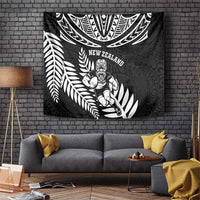 New Zealand Rugby Tapestry Silver Fern Maori Pattern DT04 Black - Polynesian Pride