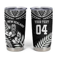Custom New Zealand Rugby Tumbler Cup Silver Fern Maori Pattern DT04 Black - Polynesian Pride