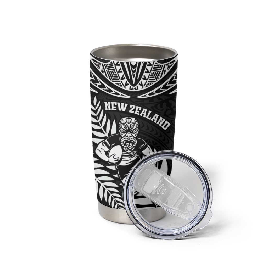 Custom New Zealand Rugby Tumbler Cup Silver Fern Maori Pattern DT04 - Polynesian Pride