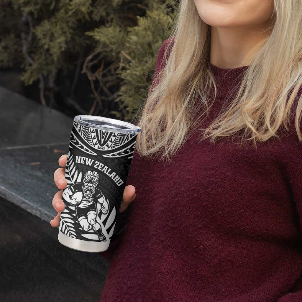 Custom New Zealand Rugby Tumbler Cup Silver Fern Maori Pattern DT04 - Polynesian Pride