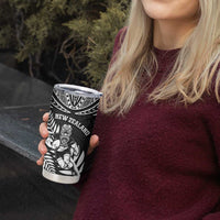 Custom New Zealand Rugby Tumbler Cup Silver Fern Maori Pattern DT04 - Polynesian Pride