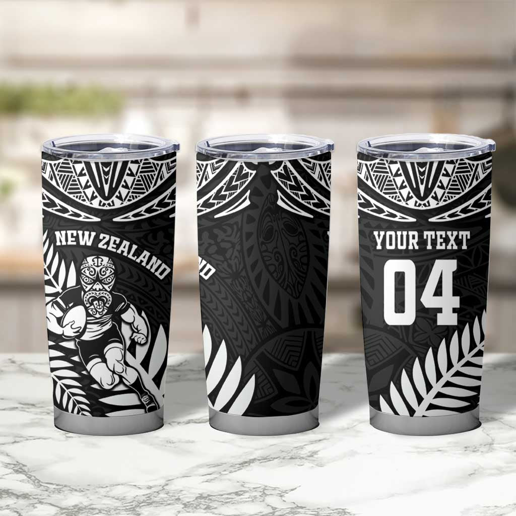 Custom New Zealand Rugby Tumbler Cup Silver Fern Maori Pattern DT04 - Polynesian Pride