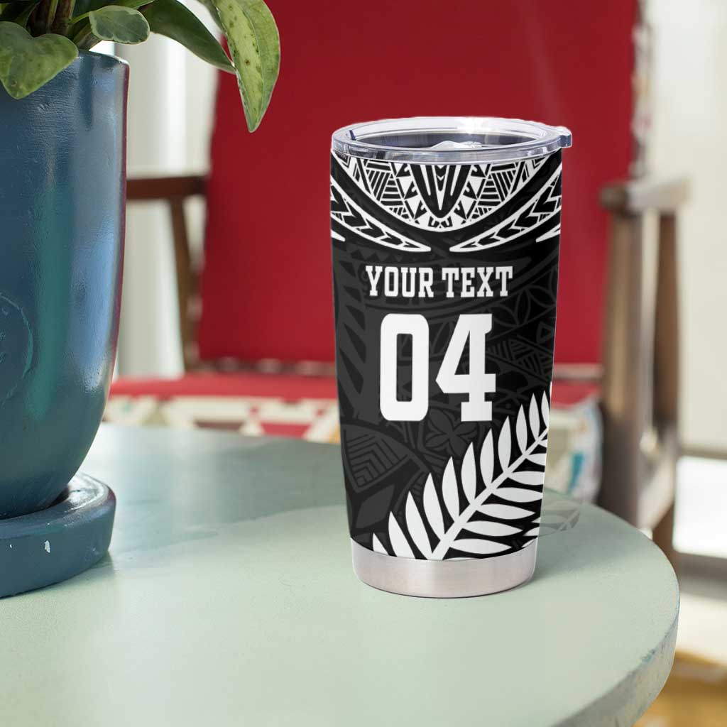 Custom New Zealand Rugby Tumbler Cup Silver Fern Maori Pattern DT04 - Polynesian Pride